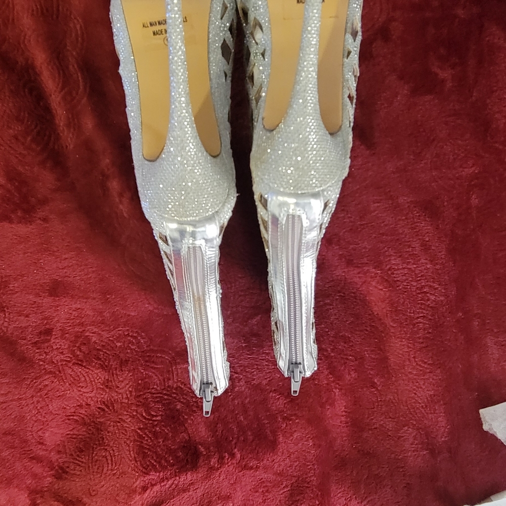 CELESTE HEELS SILVER STILLETTO SZ9 - Picture 6 of 13